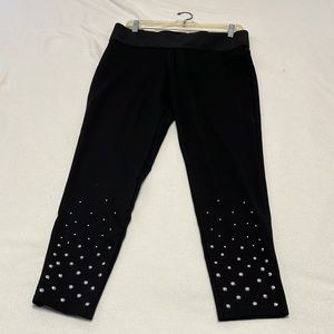 Nygard Luxe Slims . Black with silver studs pull on pants . Size L ( 14-16)